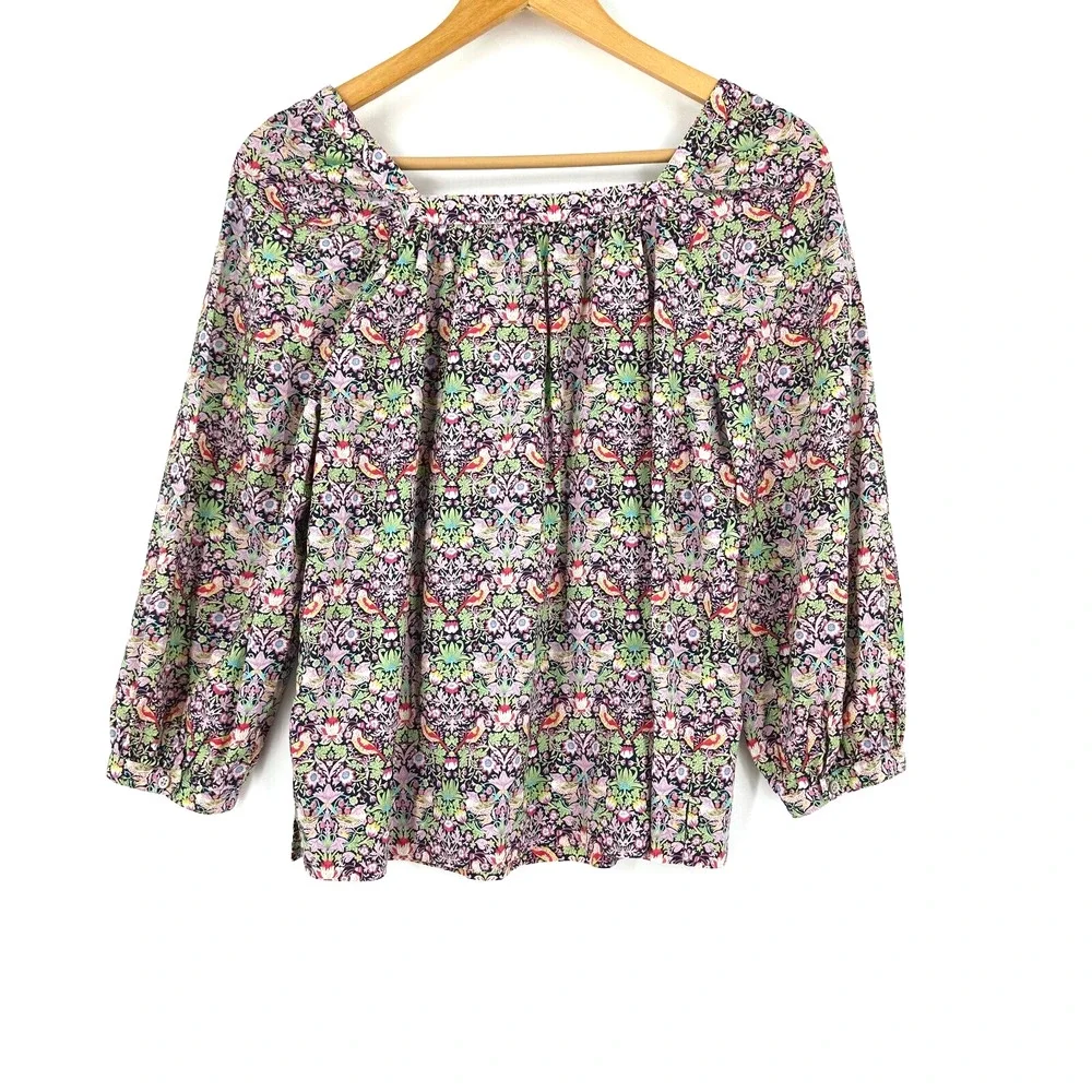 J Crew Womens Liberty Fabric‎ Peasant Top Size 0 Floral Cottagecore Boho Retro